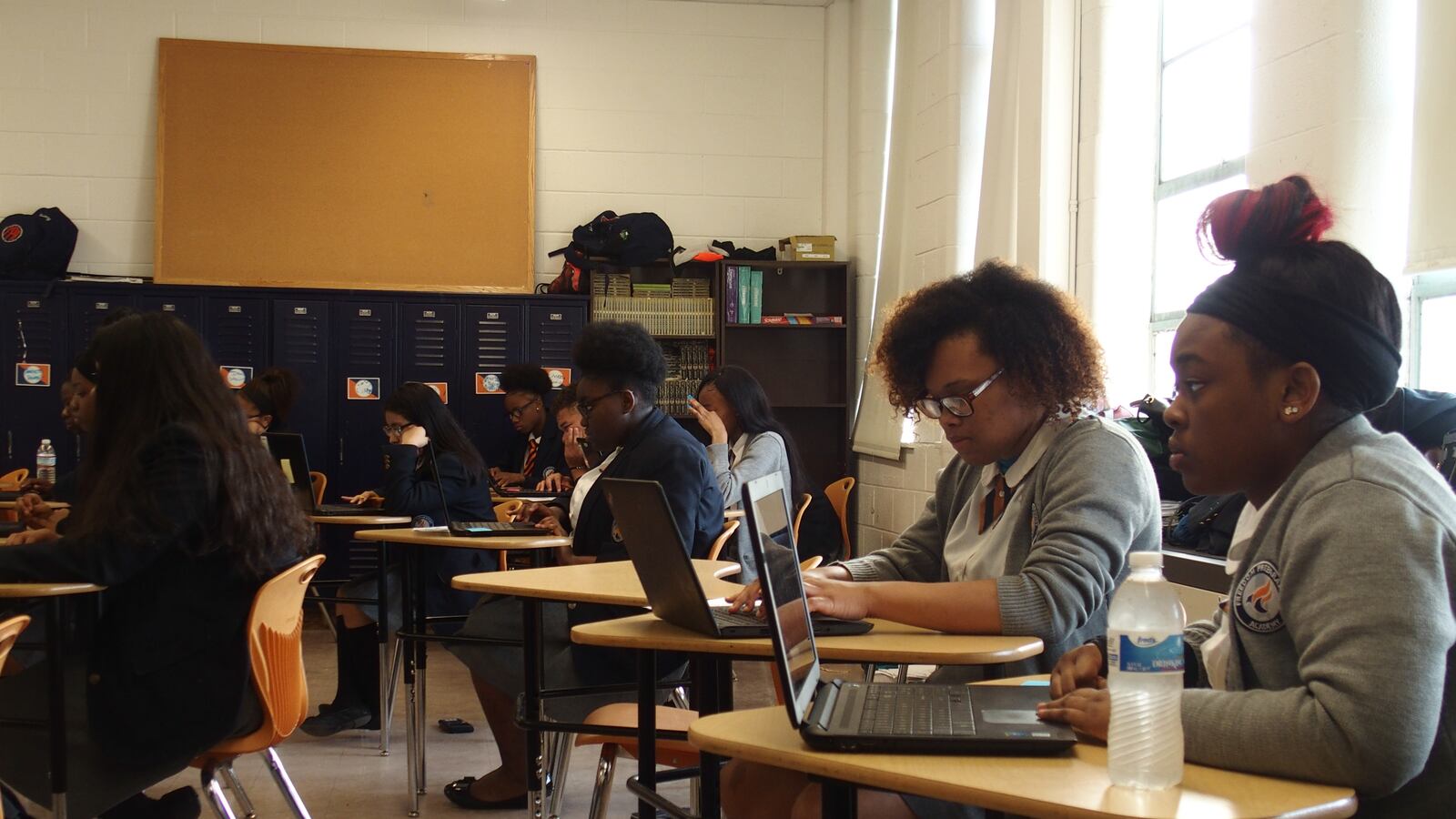 Students at Freedom Preparatory Academy's high school prepare to take their TNReady geometry test.