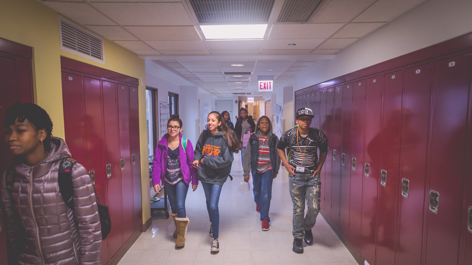 A group of students working with High Jump, a partnership of private schools and foundations, which offers an enrichment program and high school application coaching.