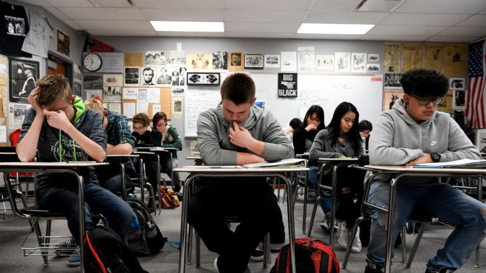 Students in Pomona High School on Friday, February 23, 2018.