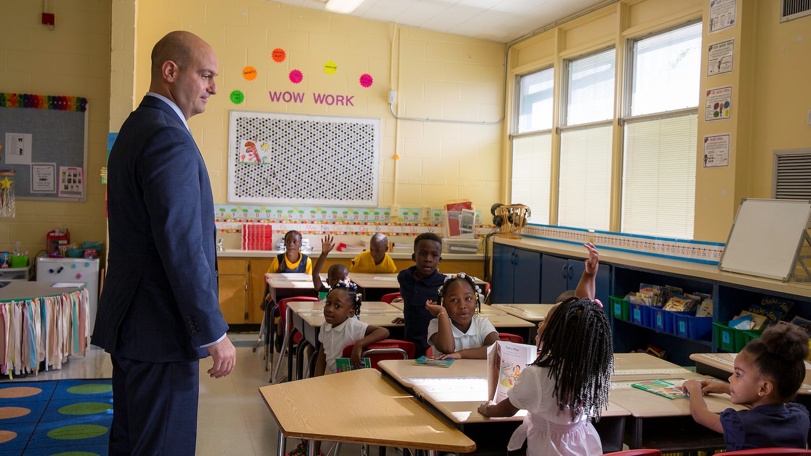 Superintendent Nikolai Vitti visits classrooms in Duval County, Florida on the first day of school in 2016.
