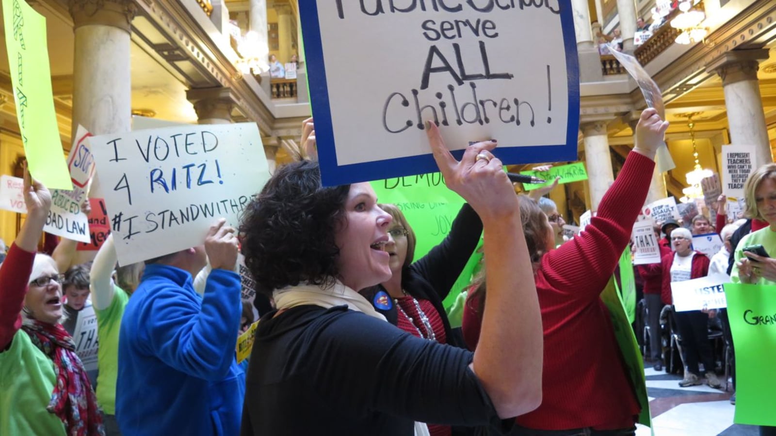 Teacher union members at a statehouse rally in 2015.
