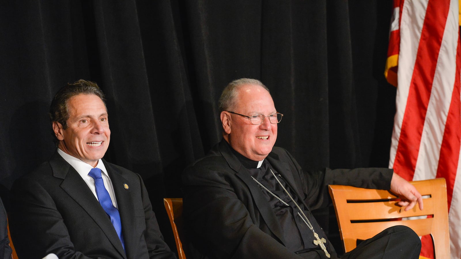 Gov. Andrew Cuomo and Cardinal Timothy Dolan in Buffalo to tout a tax credit proposal that would support families afford tuition for private schools.