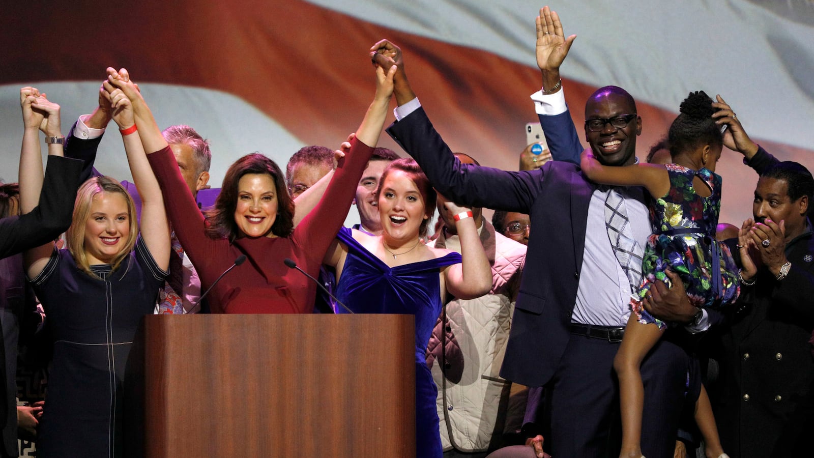 Gretchen Whitmer spoke at a Democratic election night party in Detroit. Whitmer defeated Republican Bill Schuette, but she'd have to work with a GOP-dominated house to make good on her campaign promise of school finance reform.