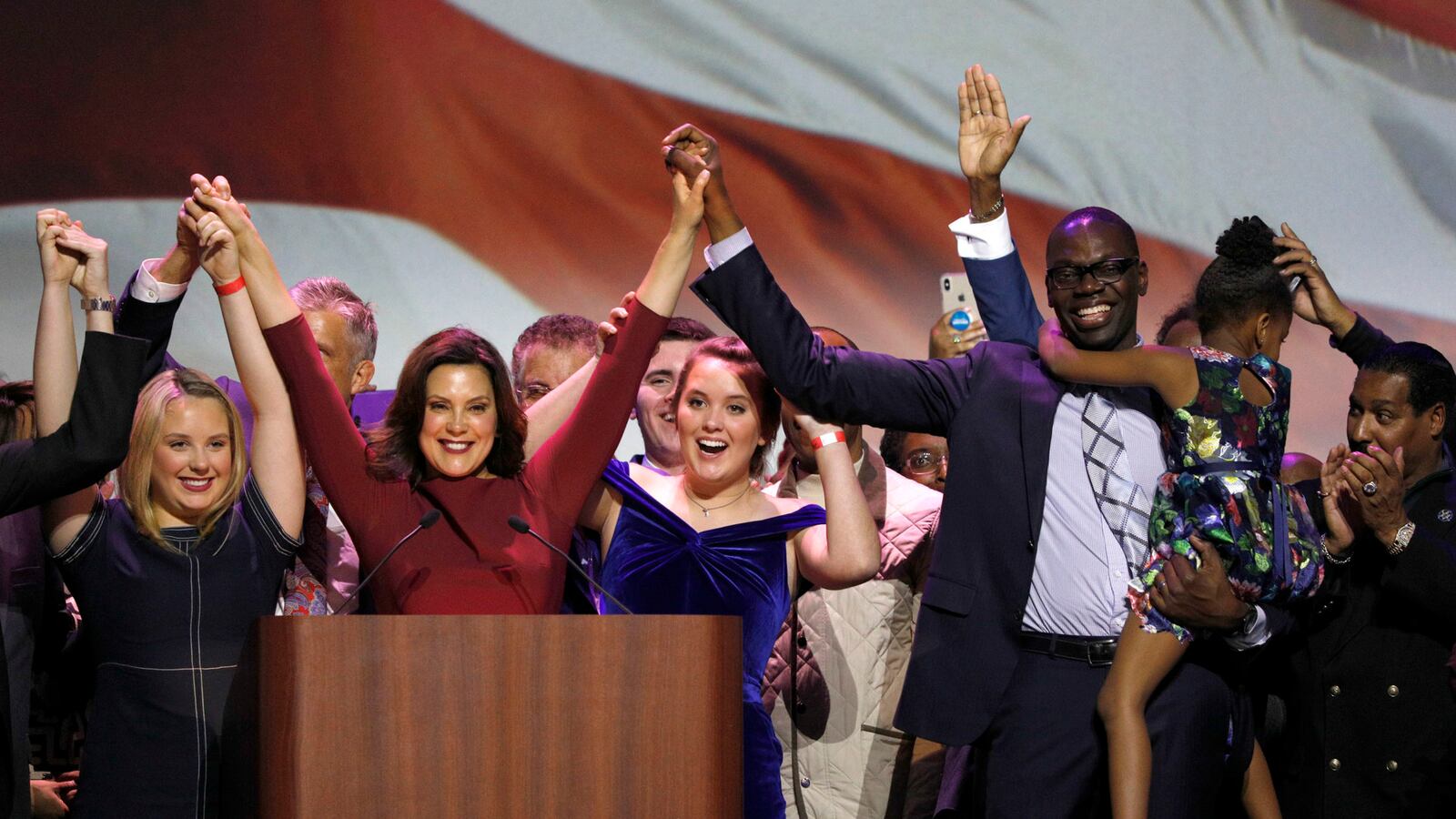 Gretchen Whitmer spoke at a Democratic election night party in Detroit. Whitmer defeated Republican Bill Schuette, but she'd have to work with a GOP-dominated house to make good on her campaign promise of school finance reform.