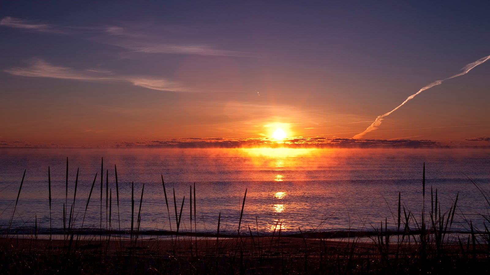 A lake as the sun rises.