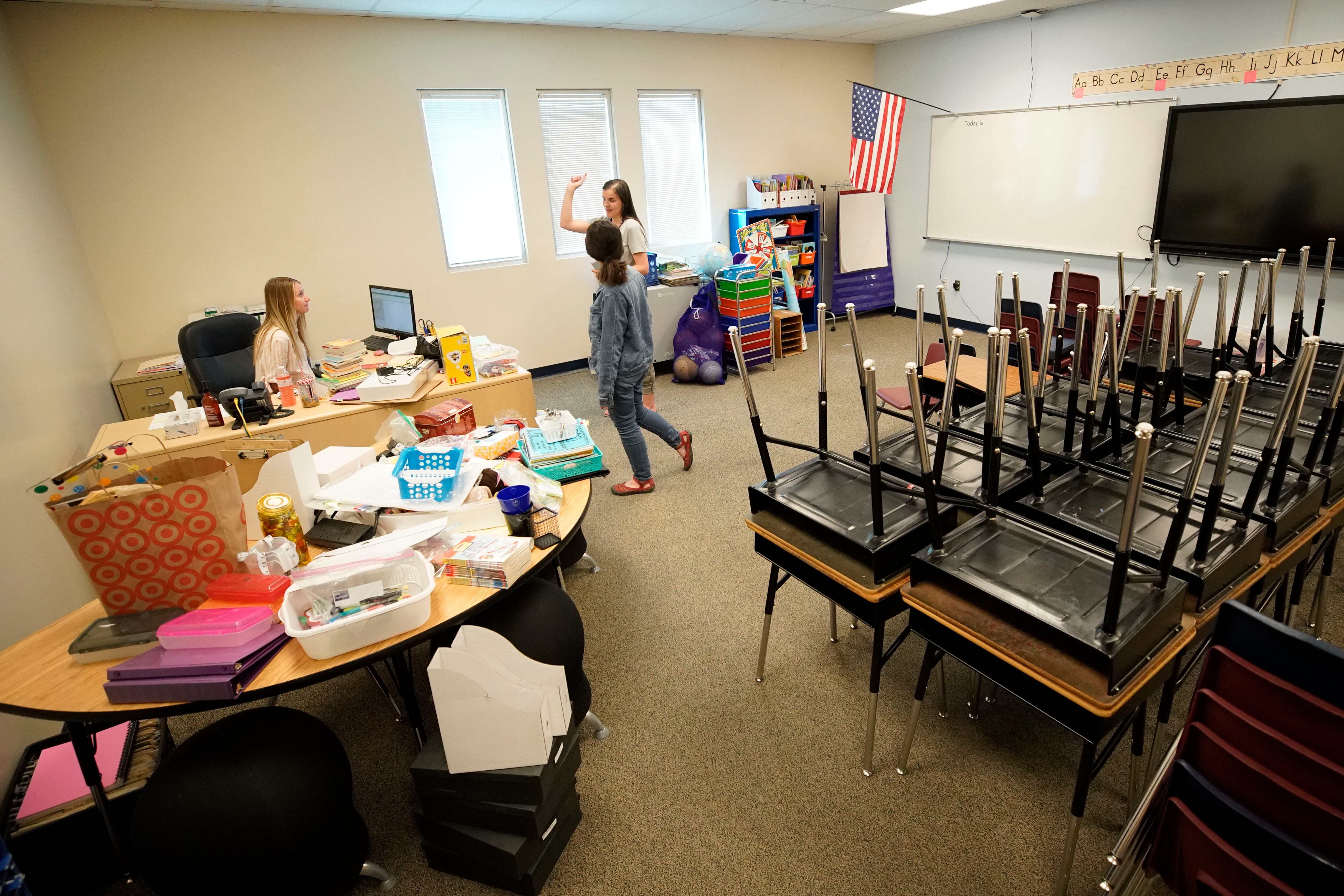 Students Pick Up Personal Belongings As Teachers Clean Out Classrooms At End Of Pandemic-Impacted School Year