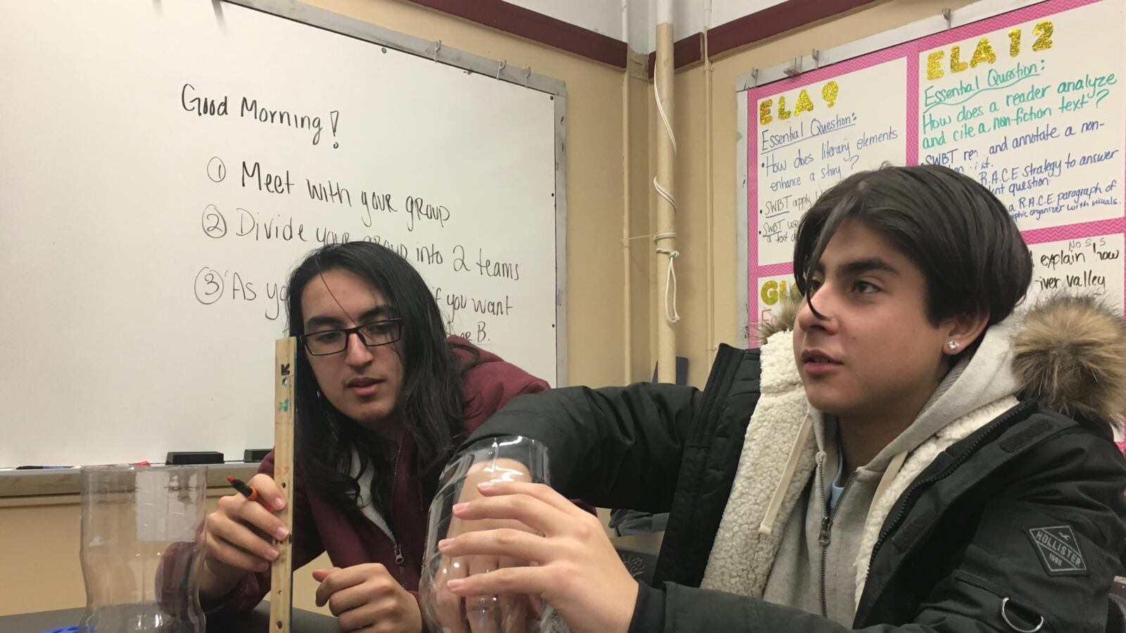 Students at Veritas Academy work on creating mini ecosystems during a horticulture elective.