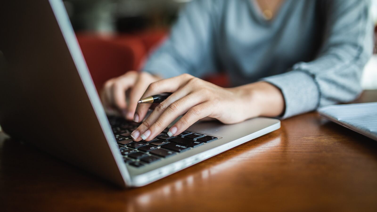 A student studies in a public library.