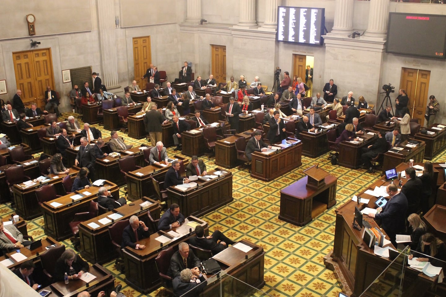 The Tennessee House of Representatives is in the State Capitol in Nashville.