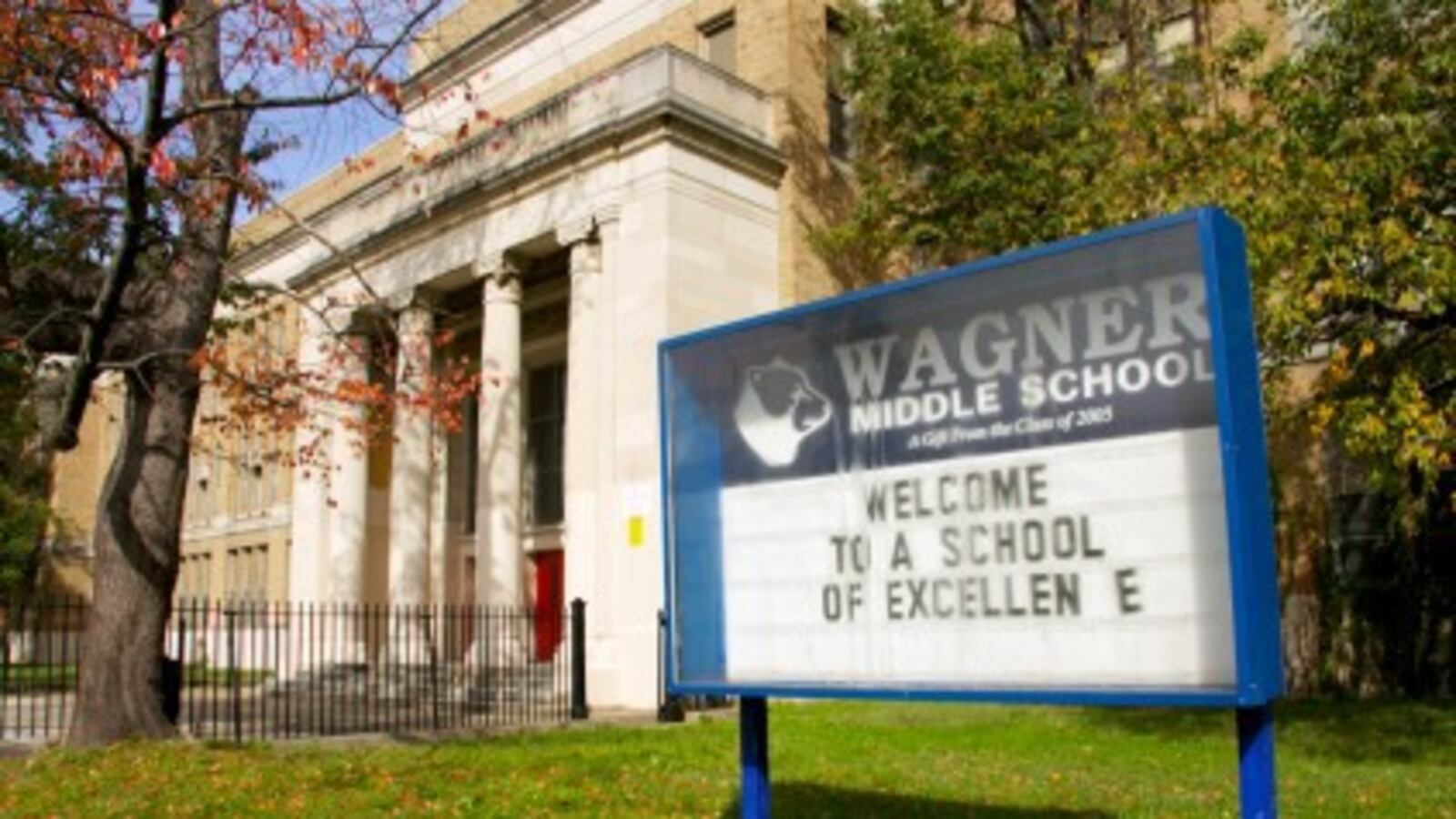 Exterior of Wagner Middle School.