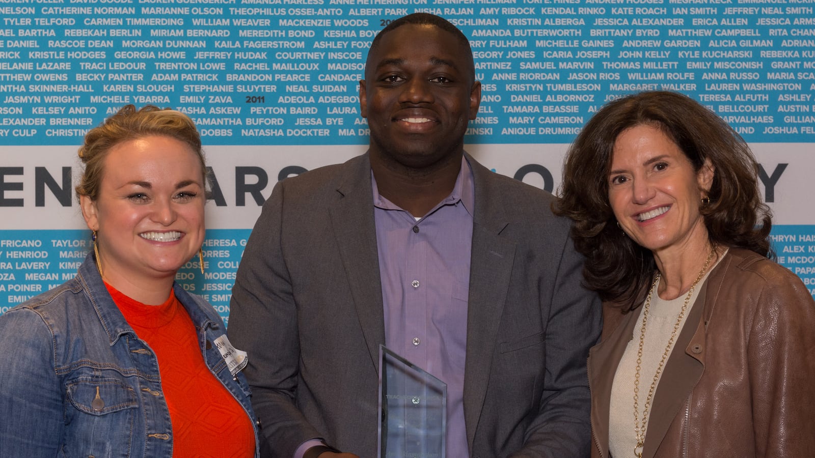 From left: Athena Palmer, executive director of Teach for America Memphis, Ayo Akinmoladun and Barbara Rosser Hyde.