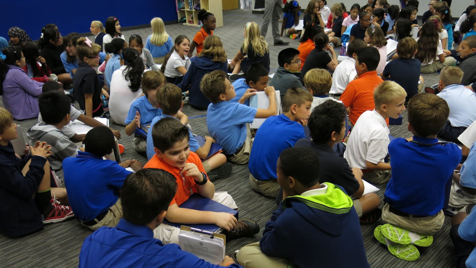 Valor fifth-graders discuss how they are going to make their school the best in Nashville during an all-school morning meeting, which is held daily.