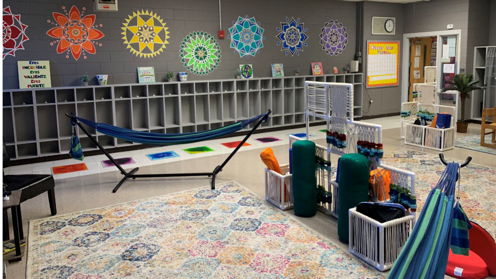 The newly-opened relaxation room at Sussex Avenue School is primarily for educators, but will be used by students for free time and yoga.