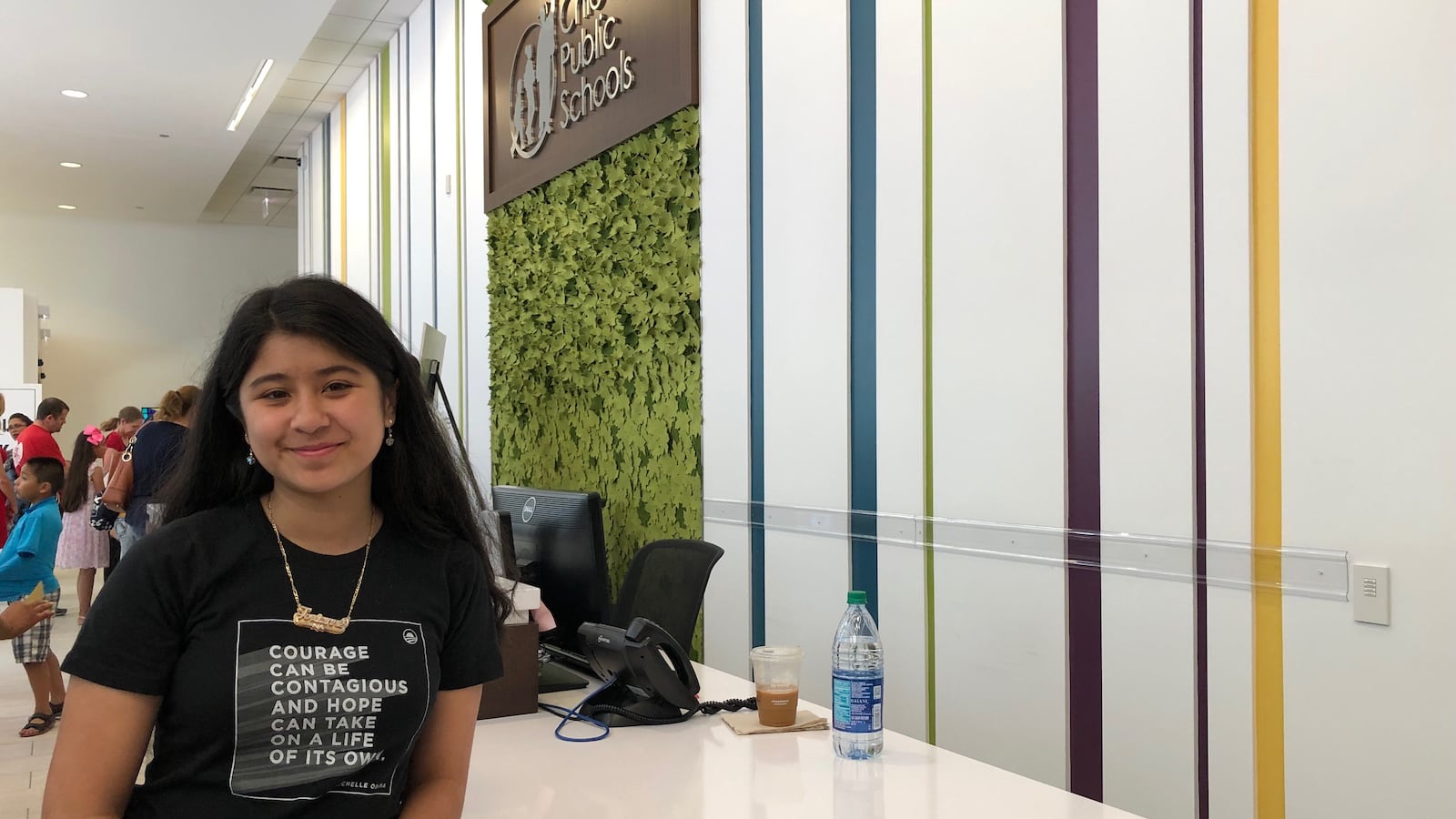 Jovianne Katie Ojeda Degillo gets ready to attend Chicago Public Schools monthly board meeting on June 27, 2019.