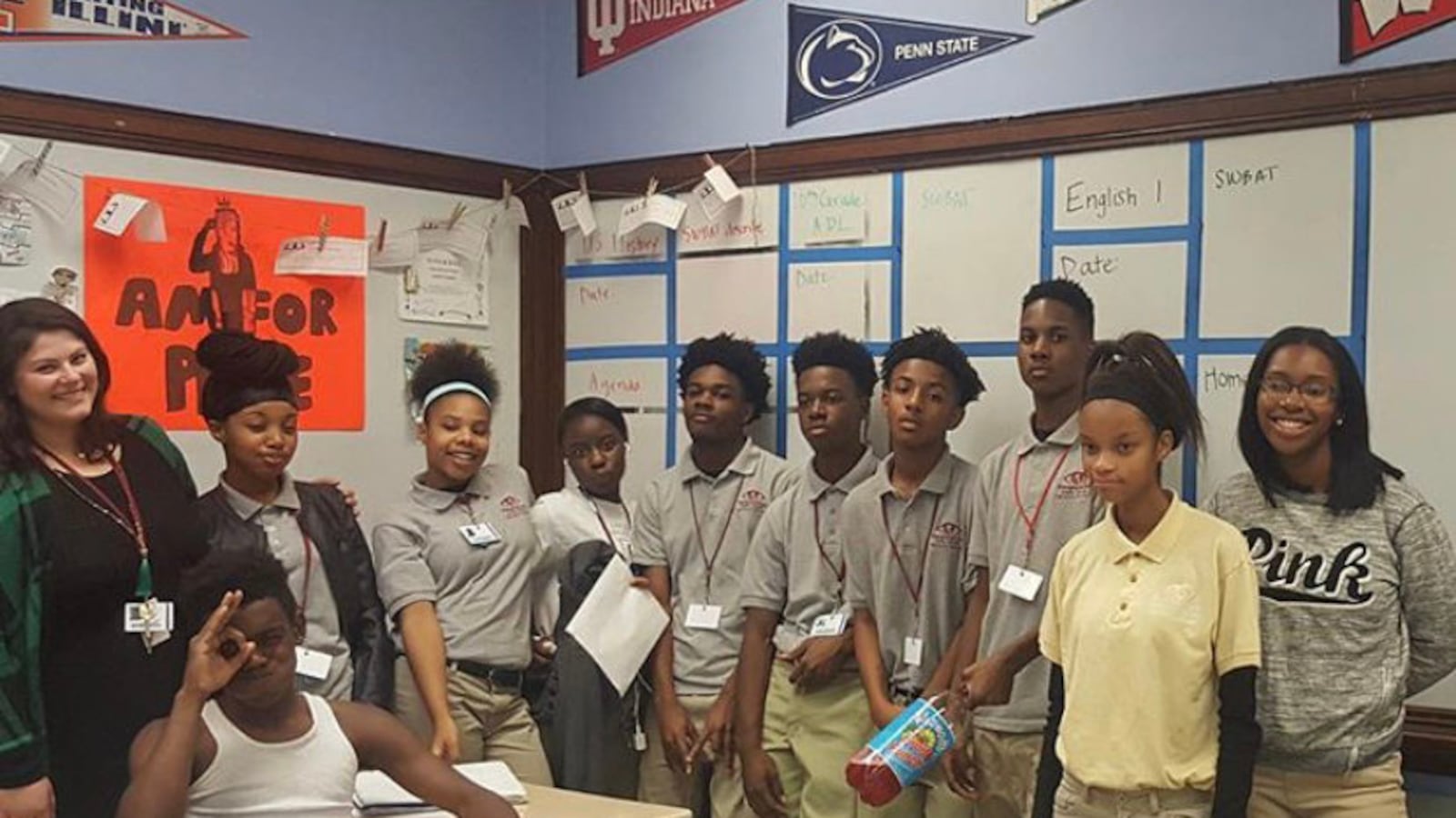 Julie Kallas with some of her former students. The Chicago teacher left the classroom in 2019.