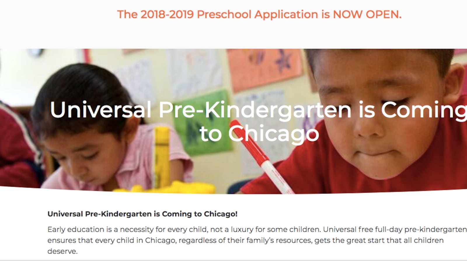 Families can apply to preschool through Chicago's early learning portal beginning in April.