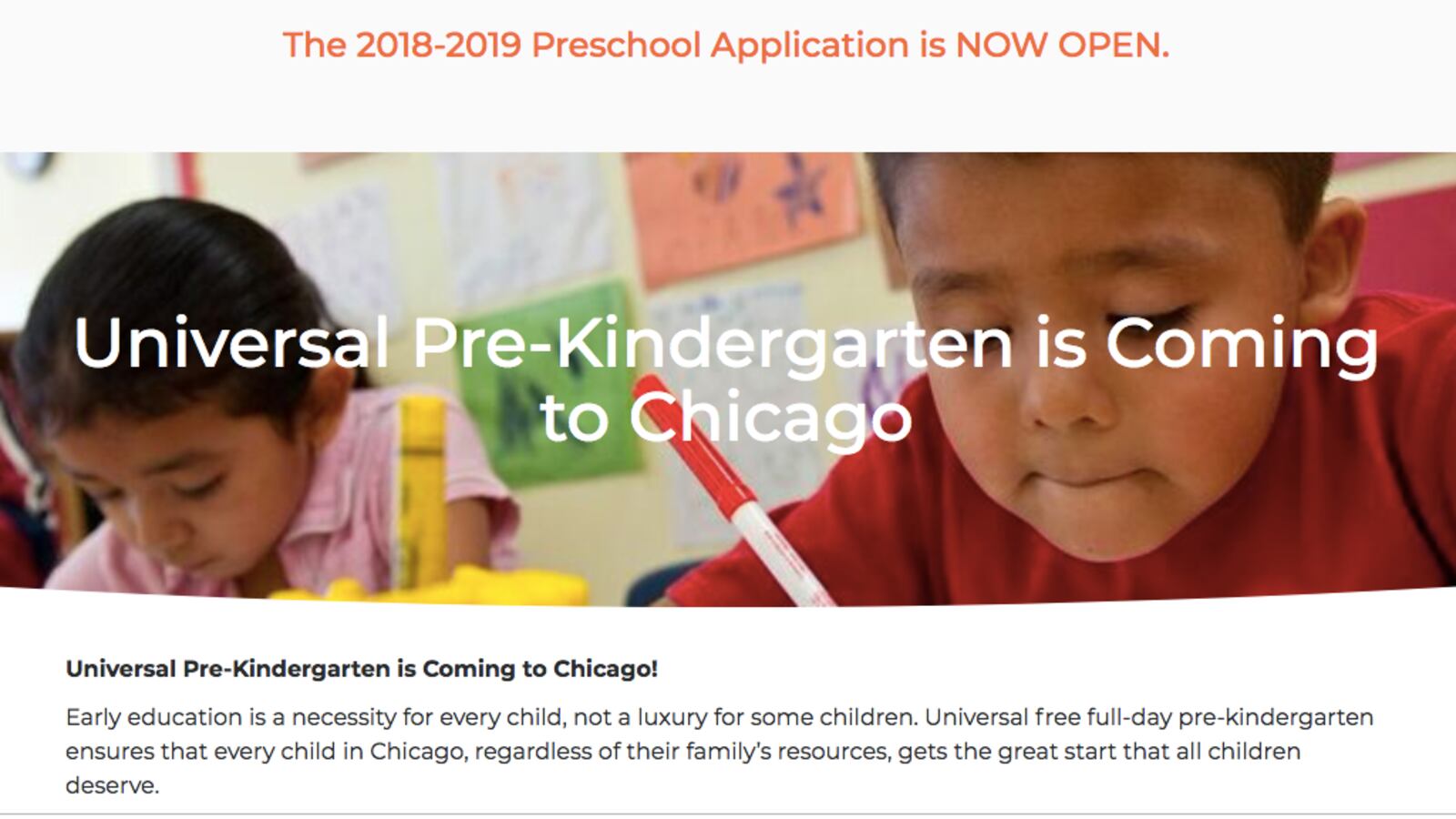 Families can apply to preschool through Chicago's early learning portal beginning in April.