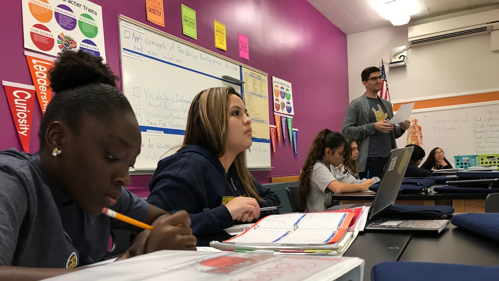 Students at Kepner Beacon Middle School work on an assignment.