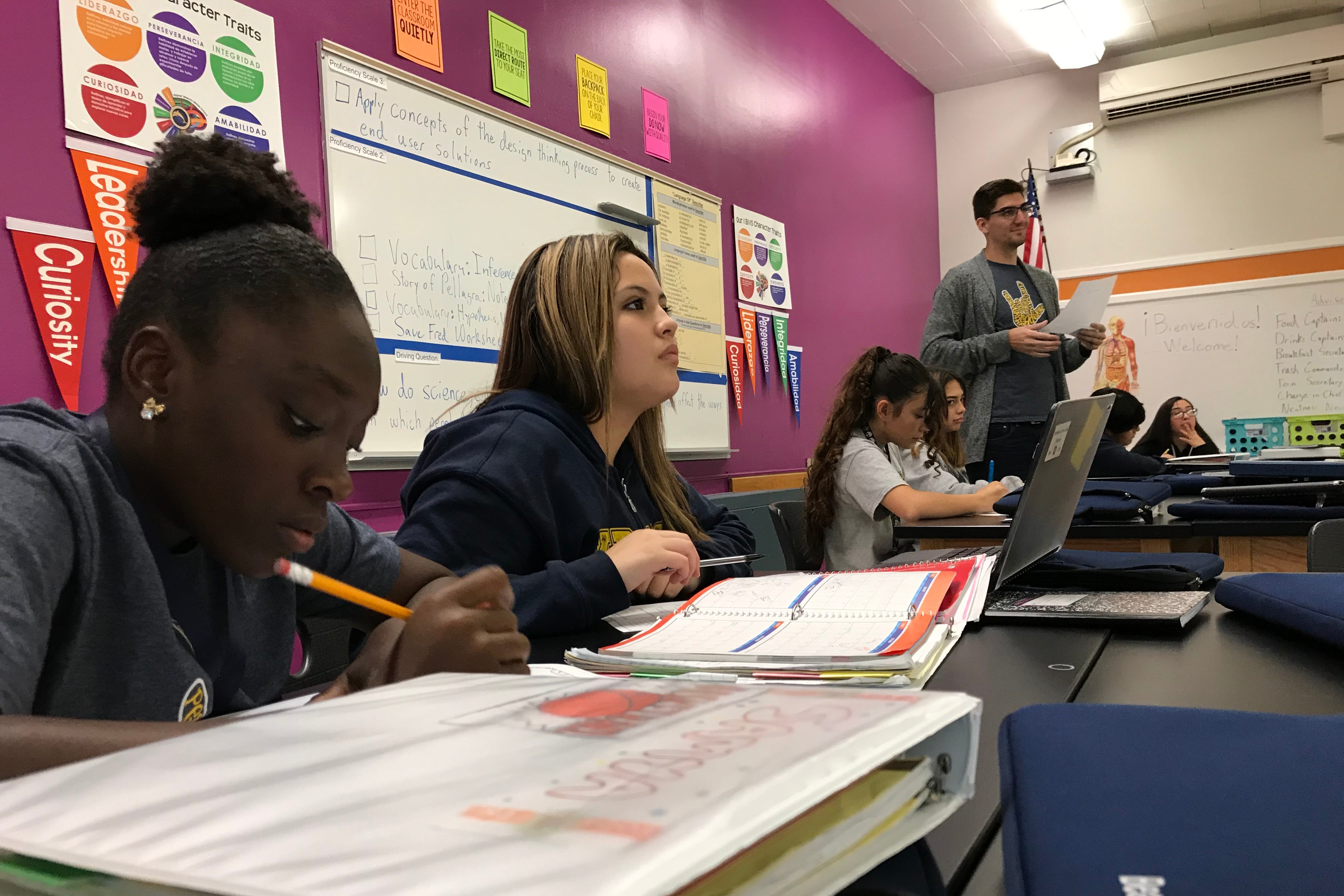 Students at Kepner Beacon Middle School work on an assignment.