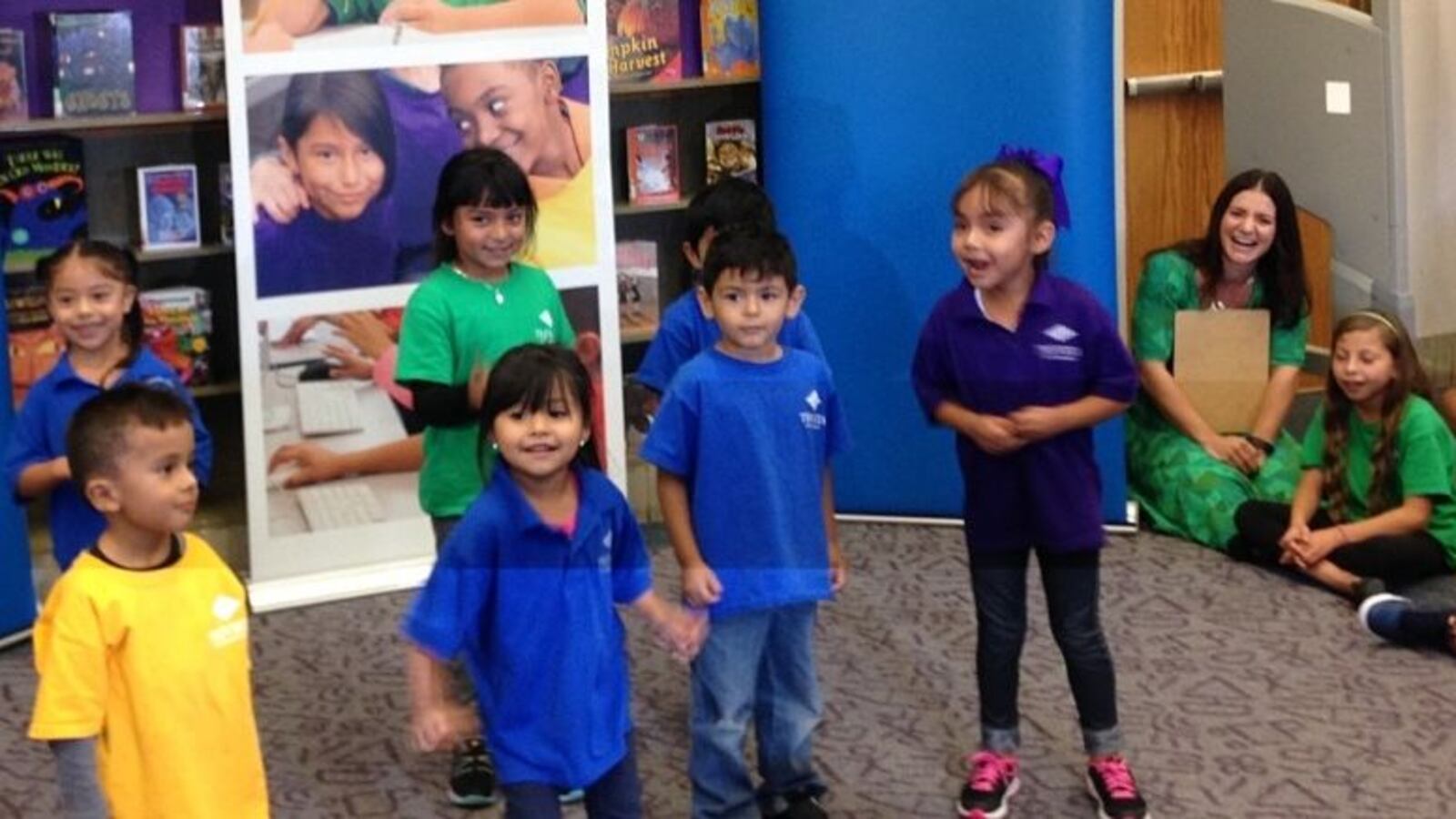Preschoolers at Trevista at Horace Mann perform a dance before the district’s news conference Thursday (photo by Melanie Asmar).