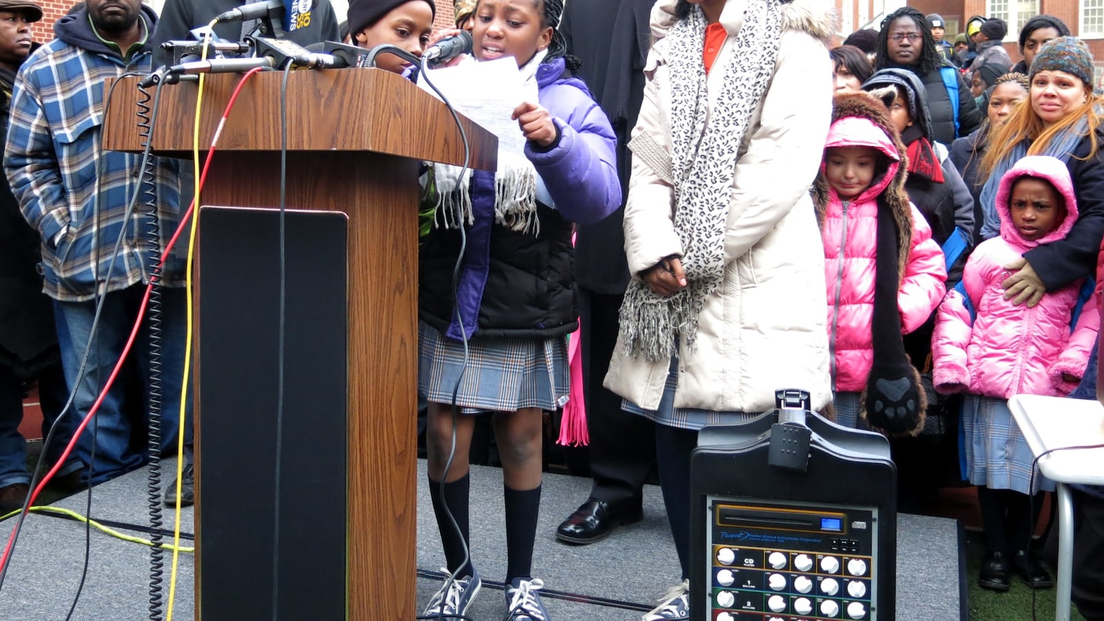 Success Academy students praised their schools and bemoaned the city's decision to cancel the co-locations during a press conference Thursday.