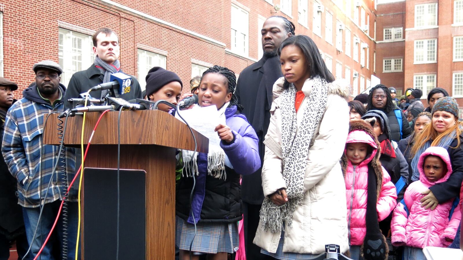 Success Academy students praised their schools and bemoaned the city's decision to cancel the co-locations during a press conference Thursday.