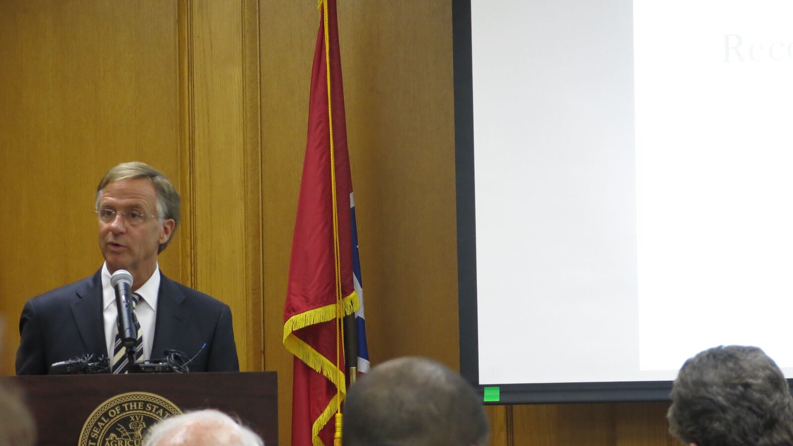 Gov. Bill Haslam addressed news organizations on Monday in advance of his evening State of the State address.