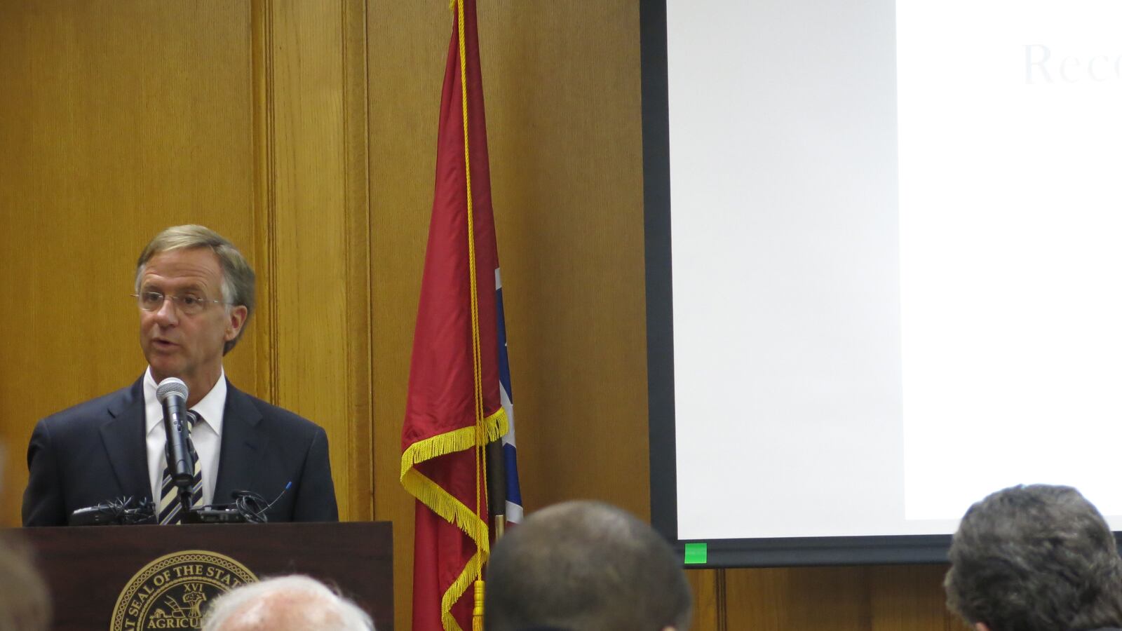 Gov. Bill Haslam addressed news organizations on Monday in advance of his evening State of the State address.