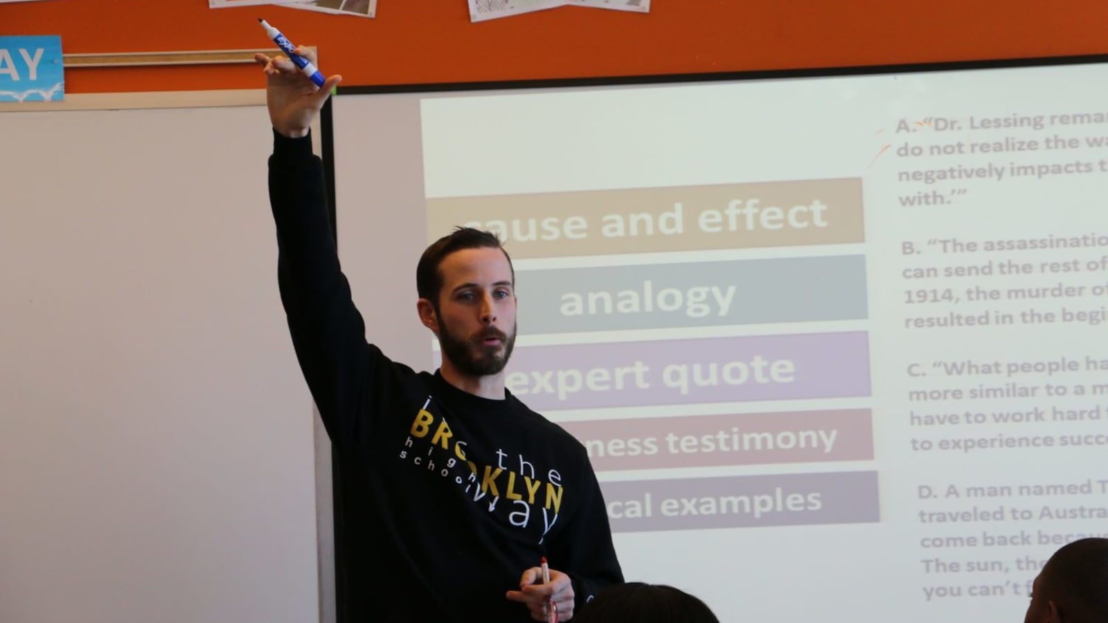 John Huber teaches a class at Achievement First Brooklyn High School.