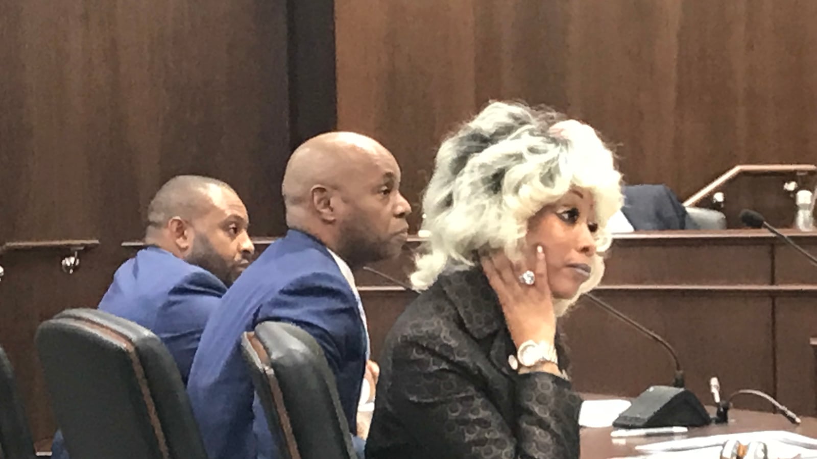 From left: Shelby County Schools board member Kevin Woods, Superintendent Dorsey Hopson, and Chief of Schools Sharon Griffin appear Tuesday before a joint House legislative committee in Nashville.