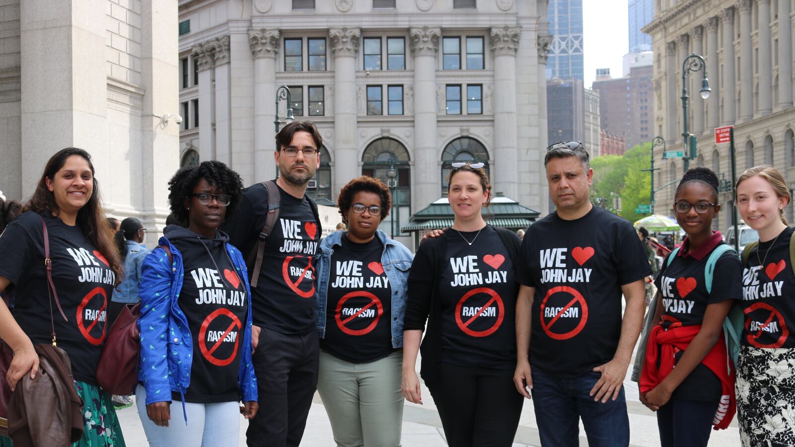 Some of Bloomberg's supporters outside the courthouse in May.