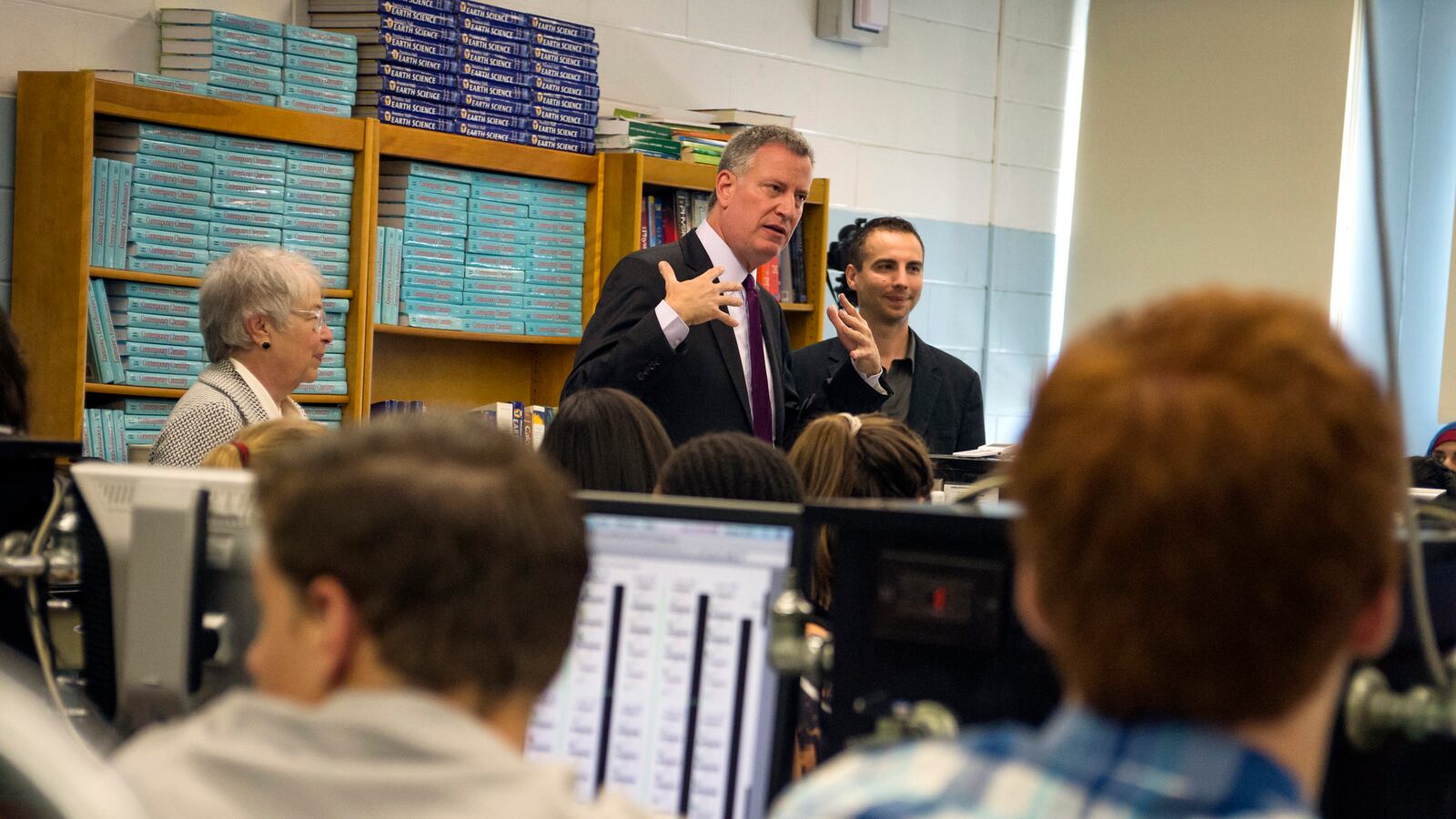 Mayor Bill de Blasio earlier this year with Chancellor Carmen Fariña.