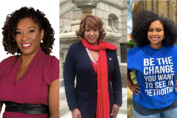 Sonya Mays (left), Sherry Gay-Dagnogo (center), and Misha Stallworth (right), each won a seat on the Detroit district school board. Mays and Stallworth are incumbents, and Gay-Dagnogo is the challenger.