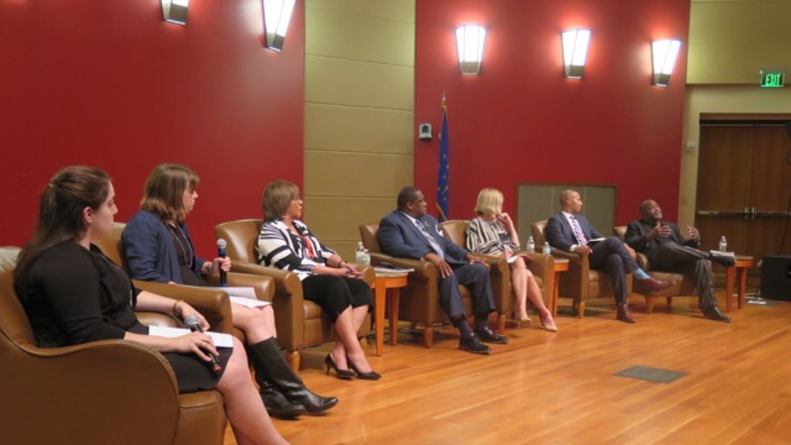 Panelists discuss school integration in Indianapolis at an event co-sponsored by Chalkbeat.