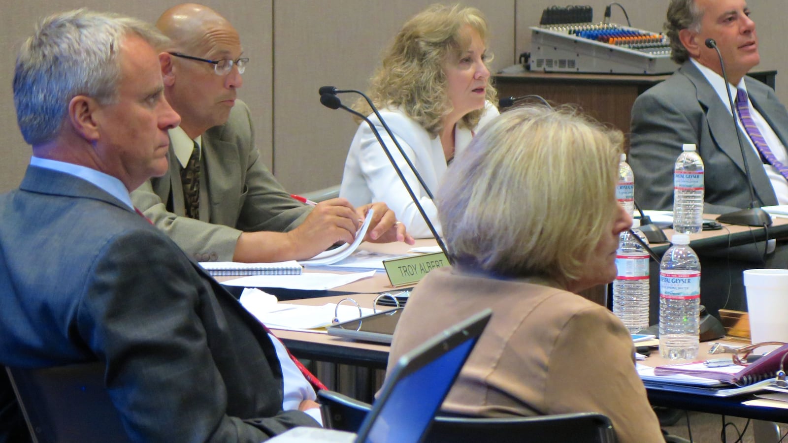 Indiana state Superintendent Glenda Ritz, center, will propose a much different ISTEP plan than the Indiana State Board of Education at its April meeting.