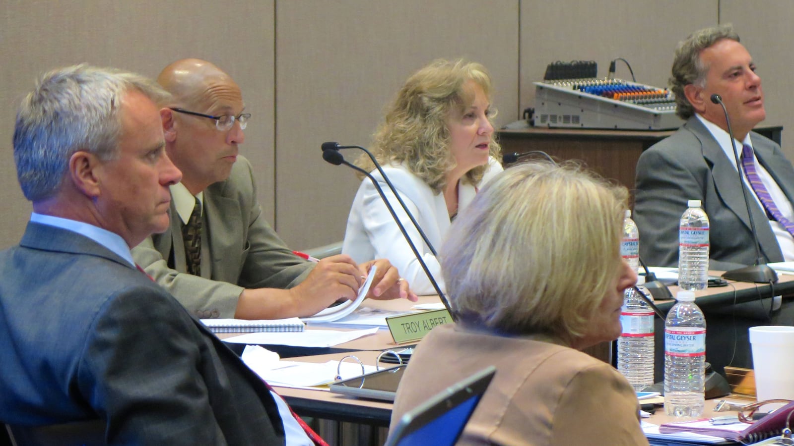 Indiana state Superintendent Glenda Ritz, center, will propose a much different ISTEP plan than the Indiana State Board of Education at its April meeting.