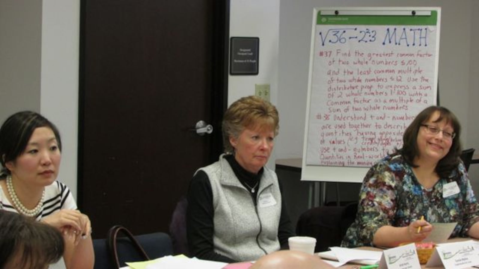 Members of a committee work on Indiana's new math standards at a meeting on Feb. 13. (Scott Elliott)