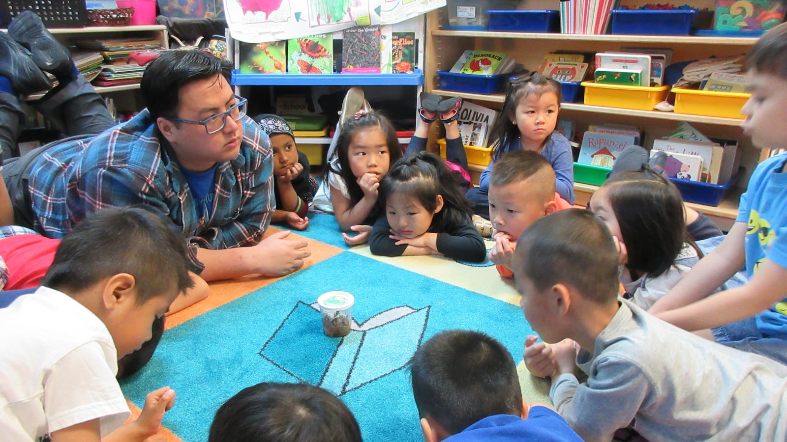 Andy Yung and his pre-K students share their observations about a caterpillar.