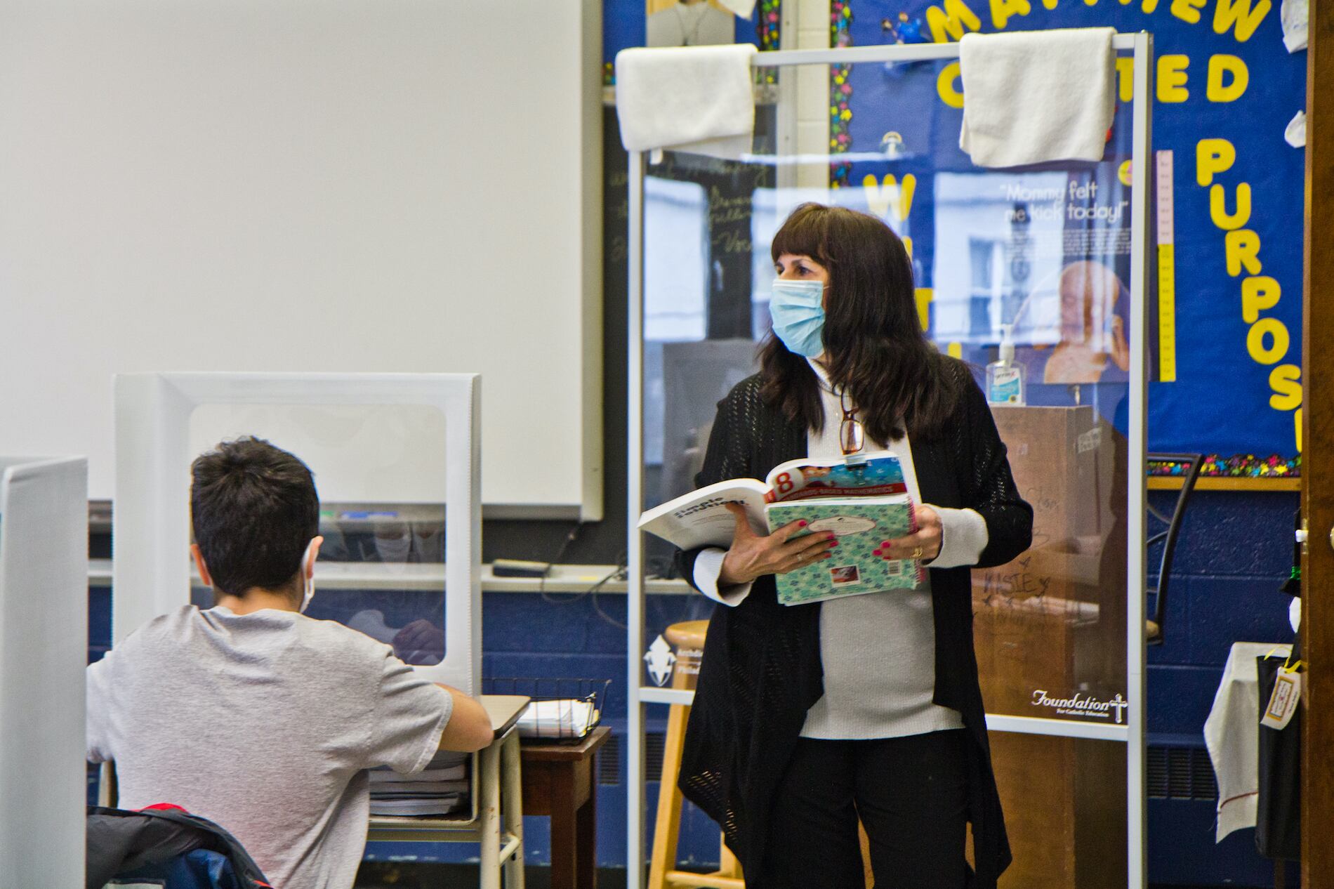 Eighth grade teacher Theresa Polizzi in her class at St. Pio Regional Catholic School in South Philadelphia. 