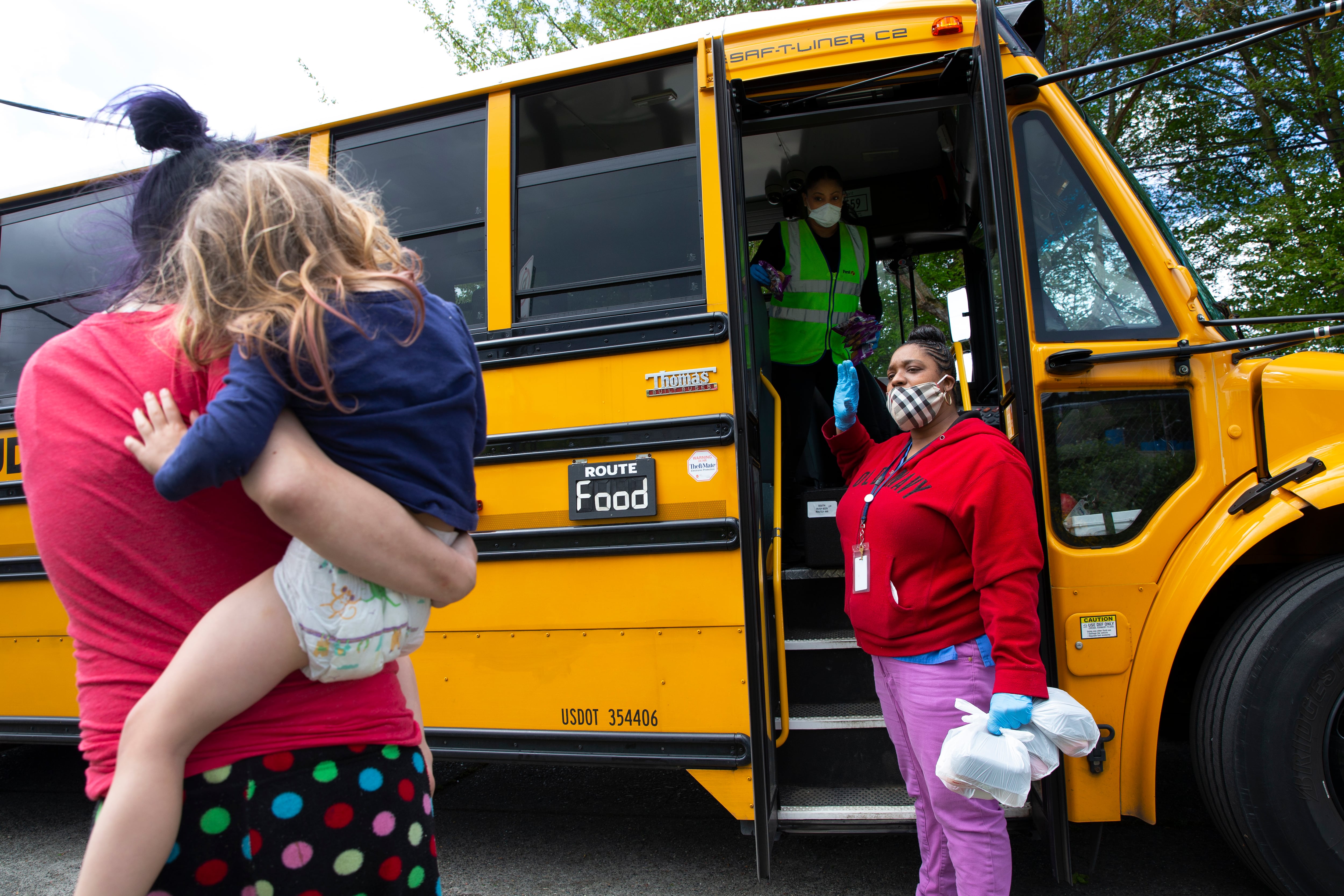 Bus delivering food to families