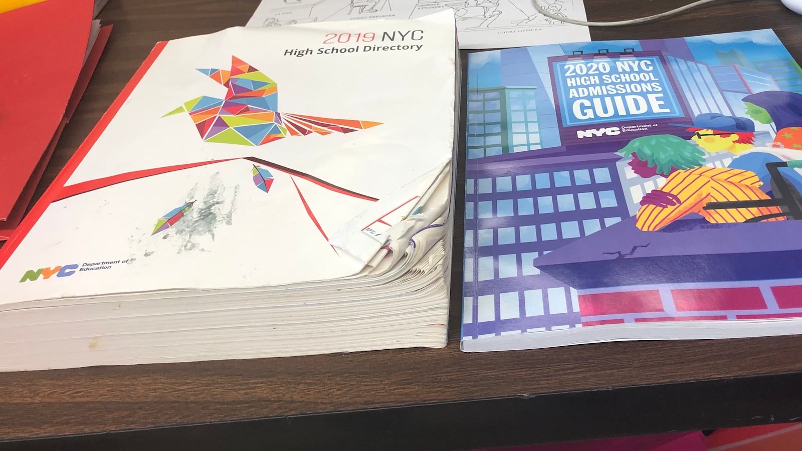 The 2019 and new 2020 high school directory for New York City schools, side by side.