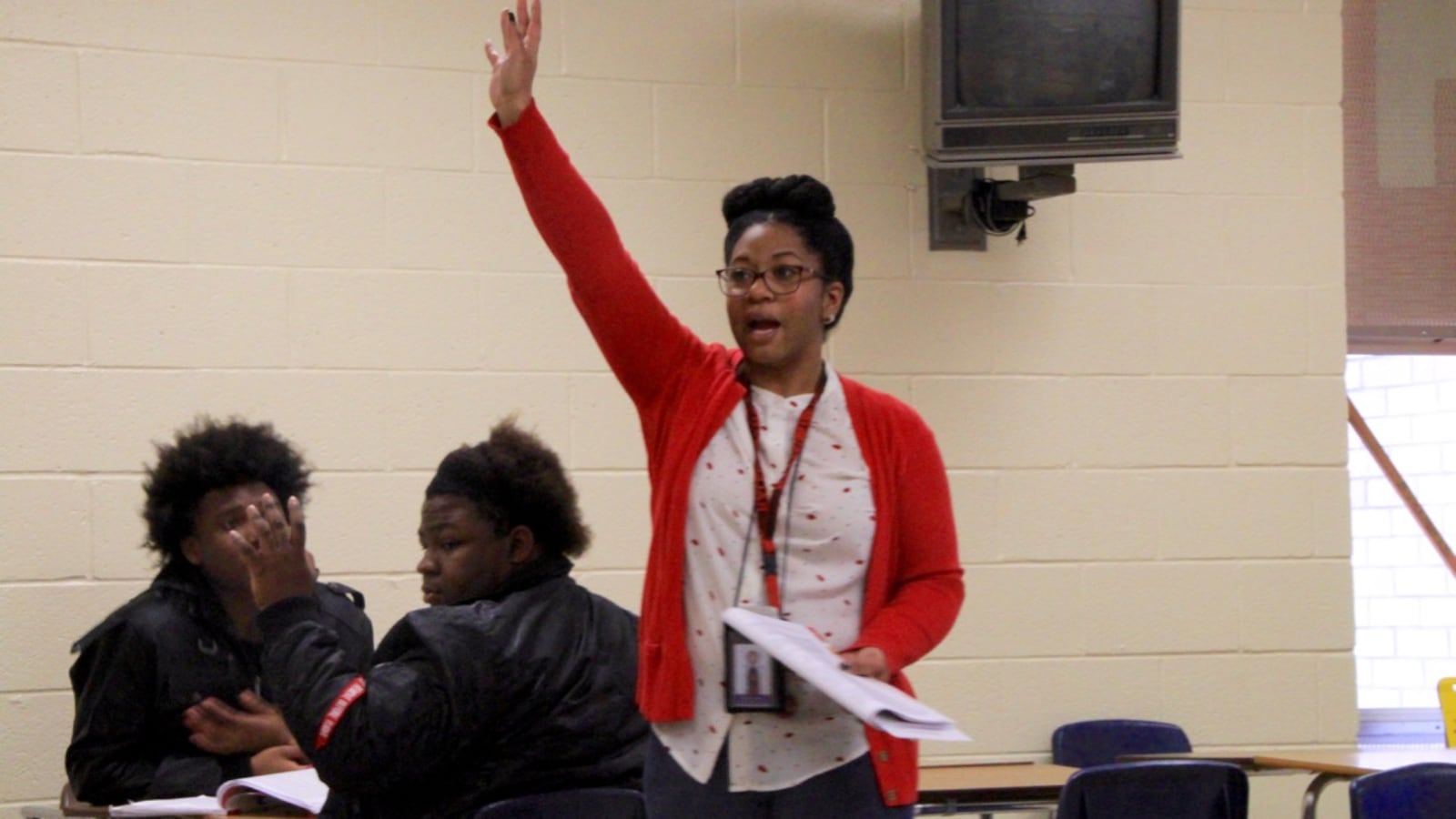 Candous Brown teaches one of her 12th-grade English classes at Raleigh-Egypt High School. Brown has been teaching in Memphis for 10 years.