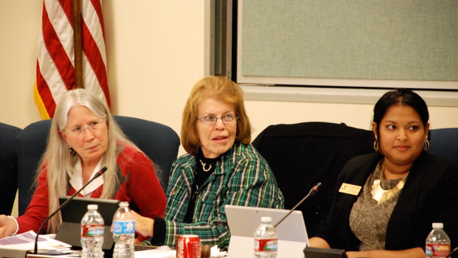 Aurora Public Schools board members Mary Lewis, left, Cathy Wildman, and JulieMarie Sheperd.