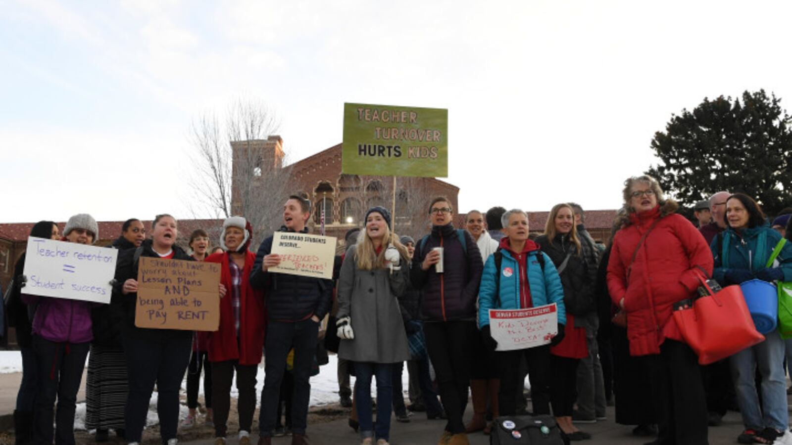 Teachers at South High School picket before school starts this month.
