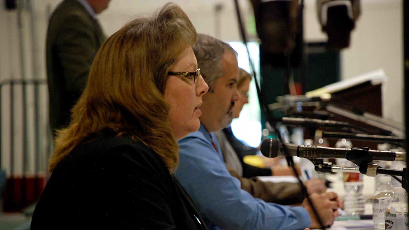 Jefferson County school board member and recall target Julie Williams at a candidate forum.