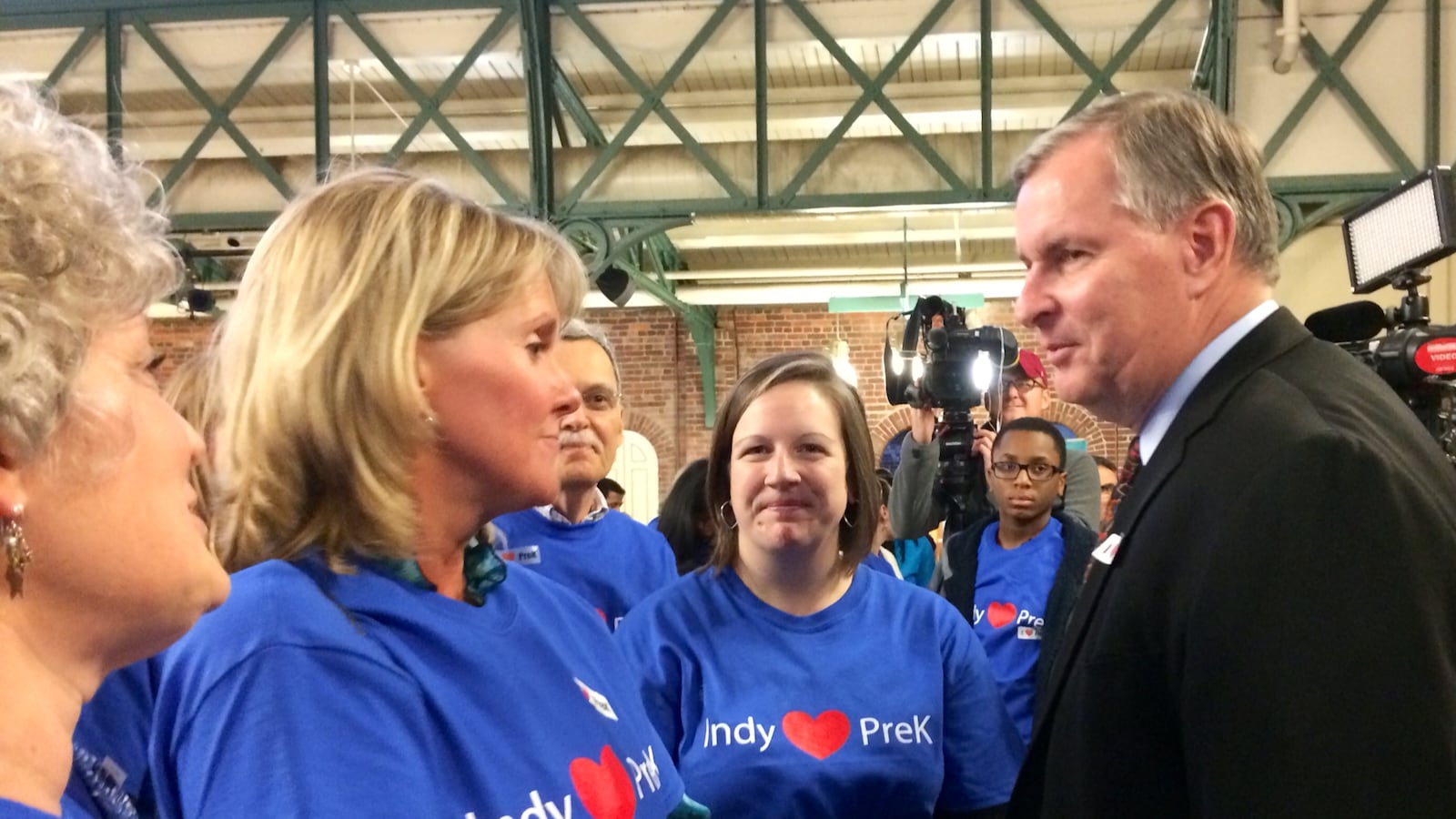 Indianapolis Mayor Greg Ballard speaks to supporters at a rally Dec. 1 for the Indianapolis Preschool Plan.