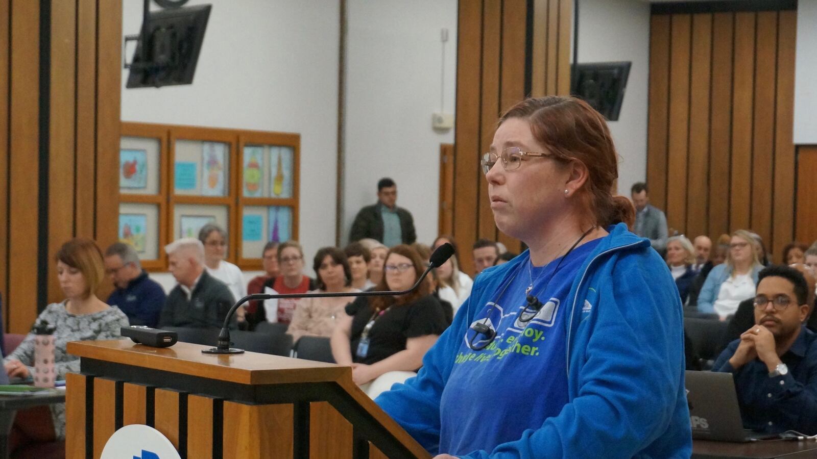 Christina Brown was one of several parents from School 67 who asked the board to keep the current educators.