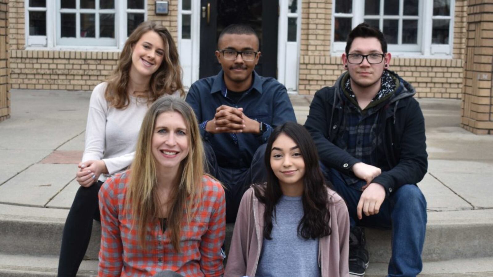 Anna DeWitt, bottom left, with some of her students at North High School.