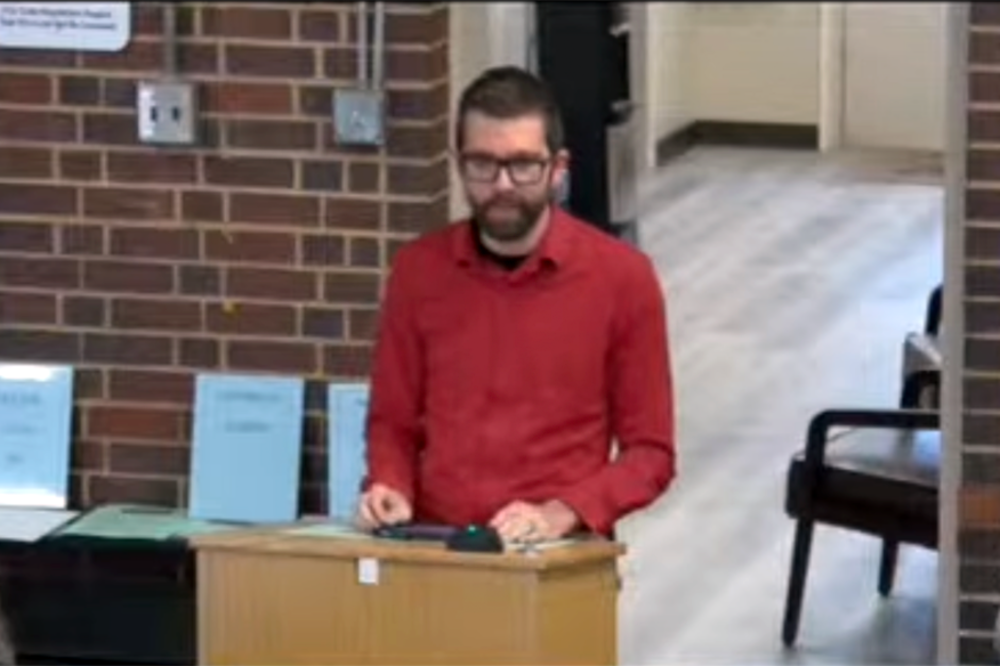 A screen grab of a school board meeting.