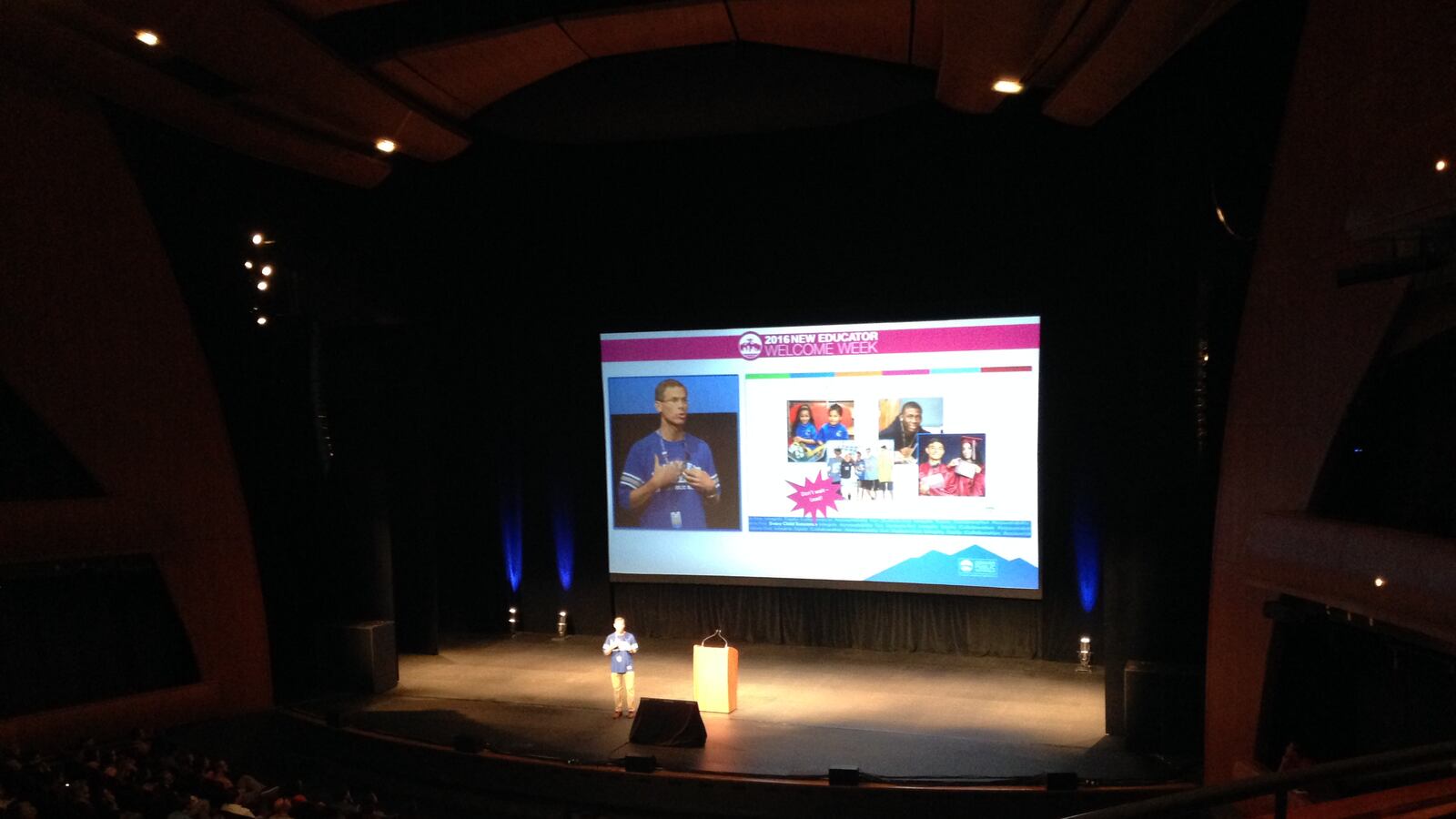 Denver Superintendent Tom Boasberg welcomes new teachers Monday at an event at the Ellie Caulkins Opera House.
